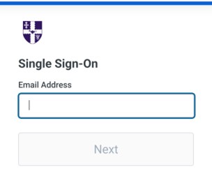 single sign on prompt box with purple LU logo to add email address